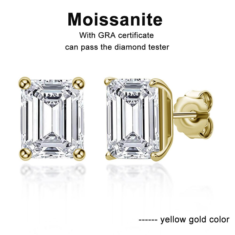 Emerald Cut Moissanite Earring