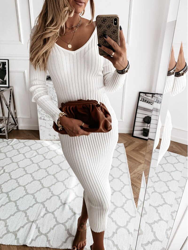 Bodycon Long Sleeve Backless Dress