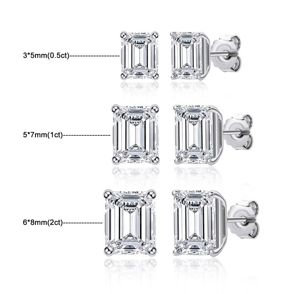 Emerald Cut Moissanite Earring