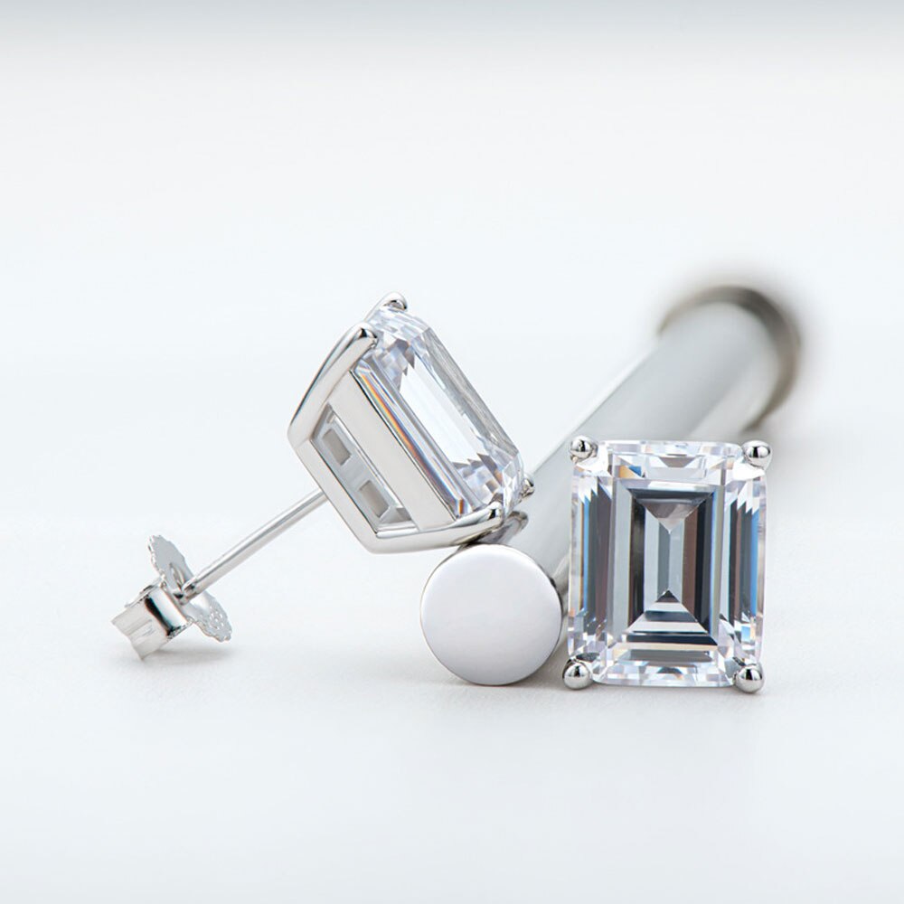 Emerald Cut Moissanite Earring