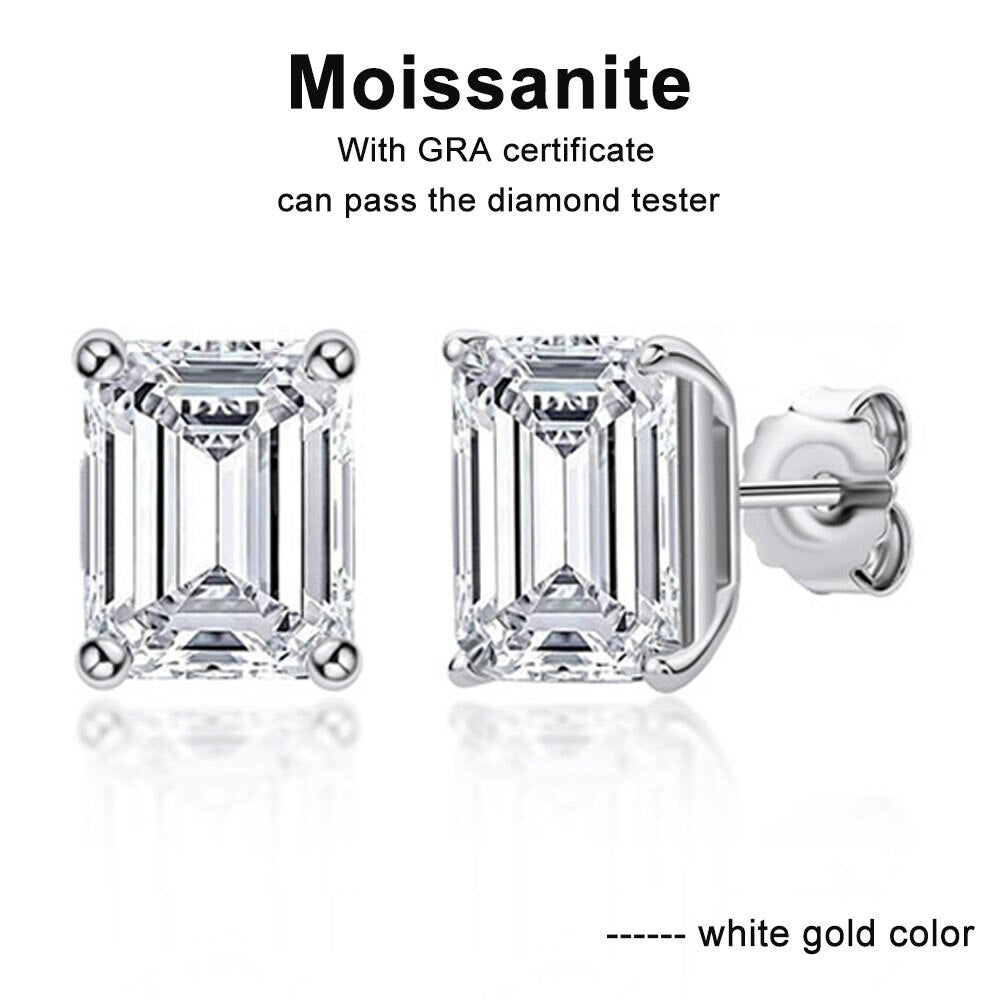 Emerald Cut Moissanite Earring