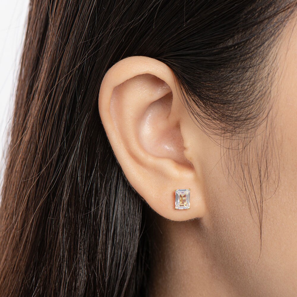 Emerald Cut Moissanite Earring